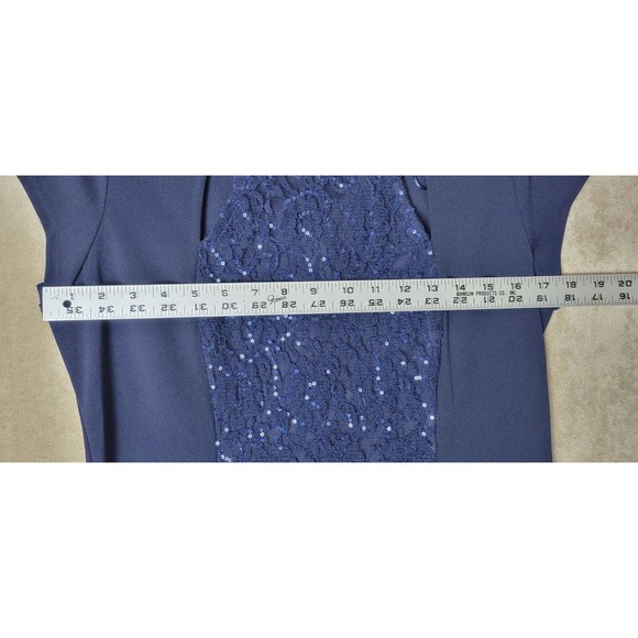 SL Fashions Women's Short Sleeve Dress Lace Embossed Sequin Blue Size 10 - Picture 8 of 16